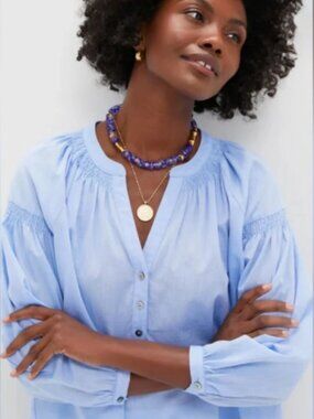Tuckernuck Chambray Ashton Popover Top XL Blue NWT Balloon Sleeve Tunic Preppy